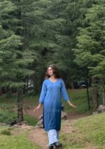 Iqra Ombre Blue Chikankari Long Kurta - Image 5