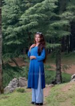 Iqra Ombre Blue Chikankari Long Kurta - Image 2
