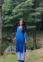 Iqra Ombre Blue Chikankari Long Kurta