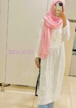 Dove White Chikankari Long Kurta