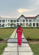 Noor Chikankari Mukesh Work Rayon Long Kurti Set with Dupatta - Blush Pink - Image 6