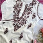Sadiya Cotton Chikankari Long Kurti - Brown