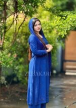 Noor Chikankari Mukesh Work Rayon Long Kurti Set with Dupatta - Royal Blue - Image 8