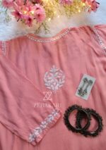 Daisy Chikankari Rayon Short Kurti - Peach - Image 2
