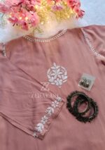 Daisy Chikankari Rayon Short Kurti - Nude Pink - Image 3