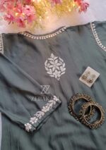 Daisy Chikankari Rayon Short Kurti - Grey - Image 2