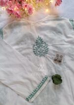 Sadiya Cotton Chikankari Long Kurti with Pant- Mint Green - Image 5