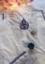 Sadiya Cotton Chikankari Long Kurti with Pant- Blue - Image 6