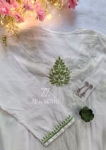 Sadiya Cotton Chikankari Long Kurti with Pant- Green - Image 5