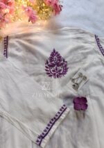 Sadiya Cotton Chikankari Long Kurti with Pant- Purple - Image 6