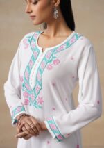 Soha Chikankari Modal Straight Kurta Set - White - Image 8