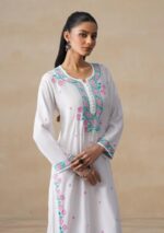 Soha Chikankari Modal Straight Kurta Set - White - Image 5