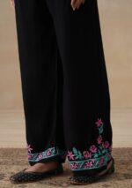 Soha Chikankari Modal Straight Kurta Set - Black - Image 9