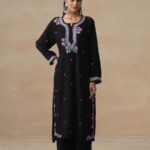 Soha Chikankari Modal Straight Kurta Set - Black
