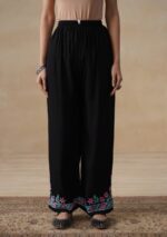 Soha Chikankari Modal Straight Kurta Set - Black - Image 7