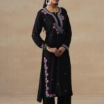 Soha Chikankari Modal Straight Kurta Set - Black