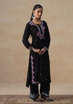 Soha Chikankari Modal Straight Kurta Set - Black