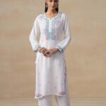 Soha Chikankari Modal Straight Kurta Set - White