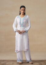 Soha Chikankari Modal Straight Kurta Set - White