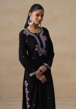 Soha Chikankari Modal Straight Kurta Set - Black - Image 4