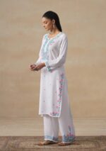 Soha Chikankari Modal Straight Kurta Set - White - Image 7