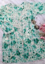 Gulkaani Mulmul Chikankari Short Kurti- Sea Green - Image 2