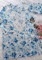 Gulkaani Mulmul Chikankari Short Kurti- Blue - Image 2