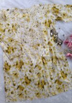 Gulkaani Mulmul Chikankari Short Kurti- Olive Green - Image 3