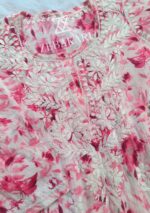 Gulkaani Mulmul Chikankari Short Kurt- Pink - Image 2