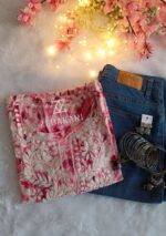 Gulkaani Mulmul Chikankari Short Kurt- Pink - Image 5