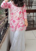 Gulkaani Mulmul Chikankari Short Kurt- Pink - Image 7