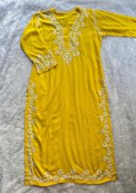 Elira Rayon Chikankari Long Kurti- Mango Yellow - Image 3