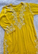 Elira Rayon Chikankari Long Kurti- Mango Yellow - Image 4