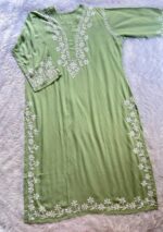 Elira Rayon Chikankari Long Kurti- Sage green - Image 2