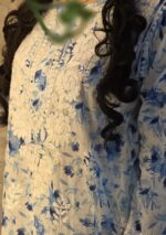 Phoolkari Mulmul Chikankari Long Kurti Palazzo Set- Blue - Image 2