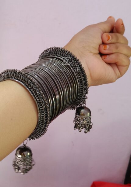 Oxidised Silver Bangles Set
