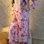 Phoolkari Mulmul Chikankari Long Kurti Palazzo Set- Pink