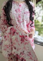 Phoolkari Mulmul Chikankari Long Kurti Palazzo Set- Pink - Image 2