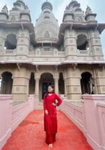 Noor Chikankari Mukesh Work Rayon Long Kurti Set with Dupatta - Maroon - Image 8