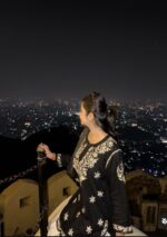 Daisy Chikankari Rayon Short Kurti - Black - Image 2