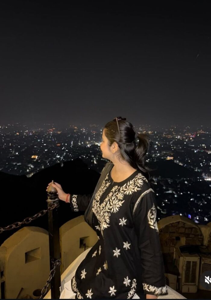 Daisy Chikankari Rayon Short Kurti - Black - Image 2