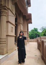Noor Chikankari Mukesh Work Rayon Long Kurti Set with Dupatta - Black - Image 6