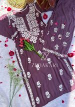 Zoe Mauve Chikankari Rayon Kurta Set - Image 2