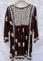 Ariana Modal Chikankari Peplum Short Top- Brown - Image 2
