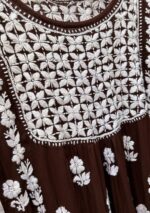 Ariana Modal Chikankari Peplum Short Top- Brown - Image 3