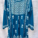 Ariana Modal Chikankari Peplum Short Top- Ferozi