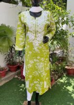Emily Chikankari Mulmul Straight Kurta- Green - Image 2