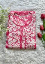 Emily Pink Chikankari Mulmul Straight Kurta - Image 3