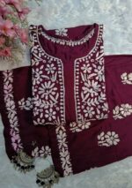 Zoe Plum Chikankari Rayon Kurta Set
