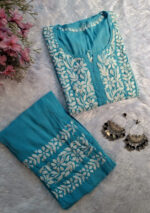 Zoe Sky Blue Chikankari Modal Kurta Set